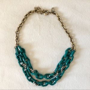 J Crew Turquoise and Gold Statement Necklace